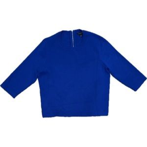 Ann Taylor Women Blouse Sweater Top- Blue- LARGE- Back Zipper 3/4 Sleeves